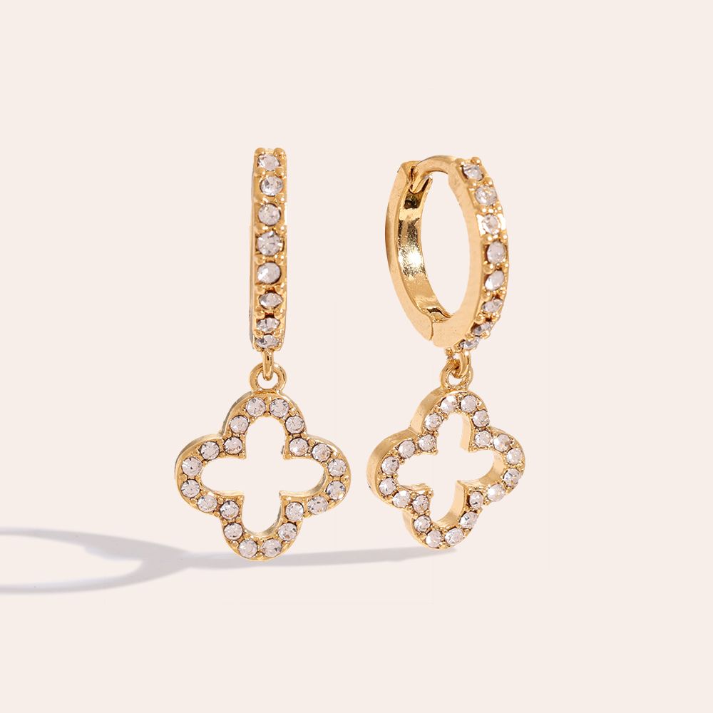 Hollow Lucky Leave Diamond Ohrringe