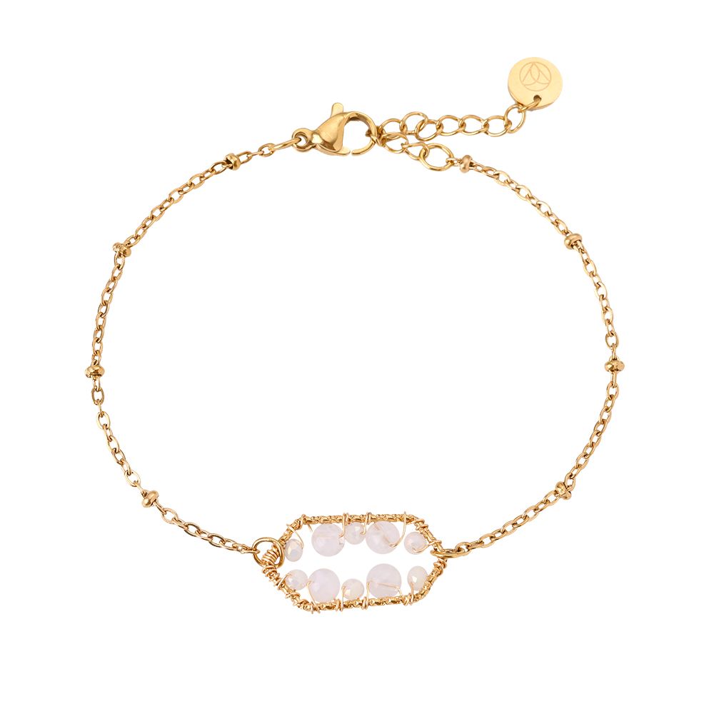 Framed Natural Stone Bead Armband