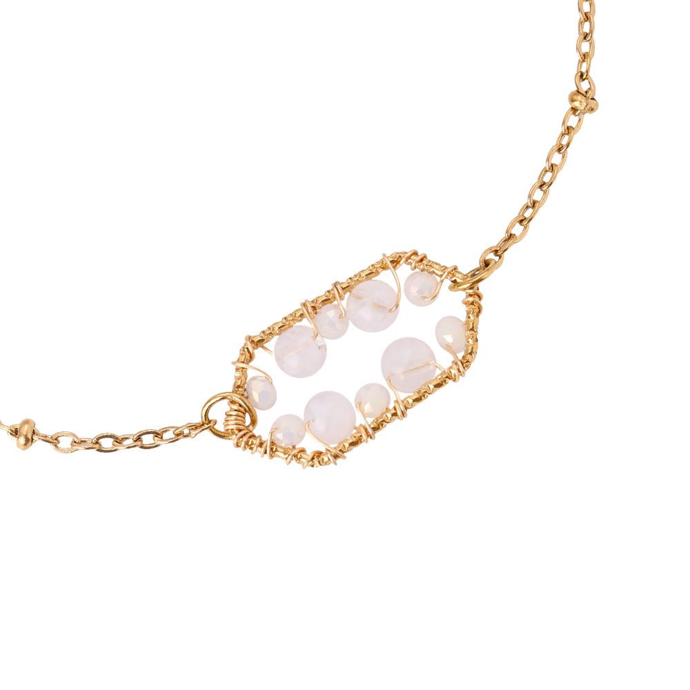 Framed Natural Stone Bead Armband