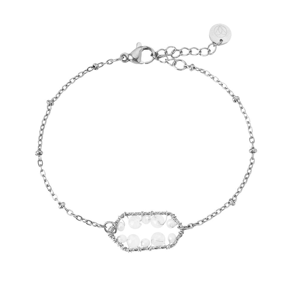 Framed Natural Stone Bead Armband